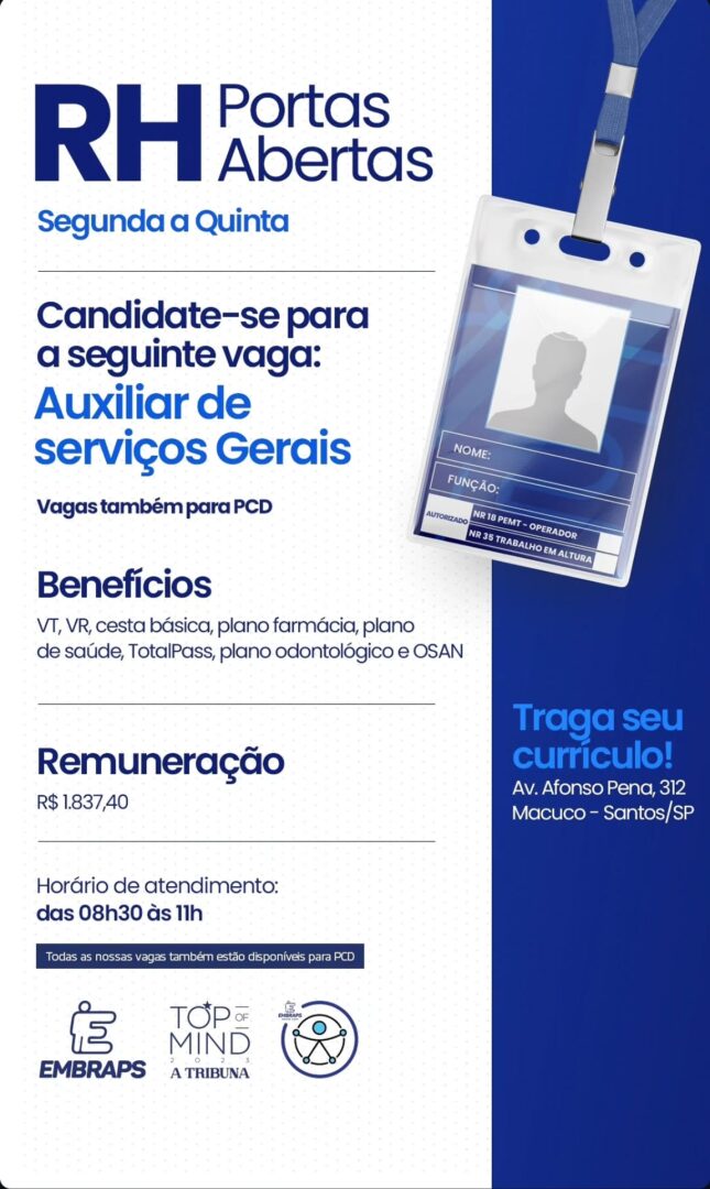 Vagas 27/04/2026 Baixada Santista