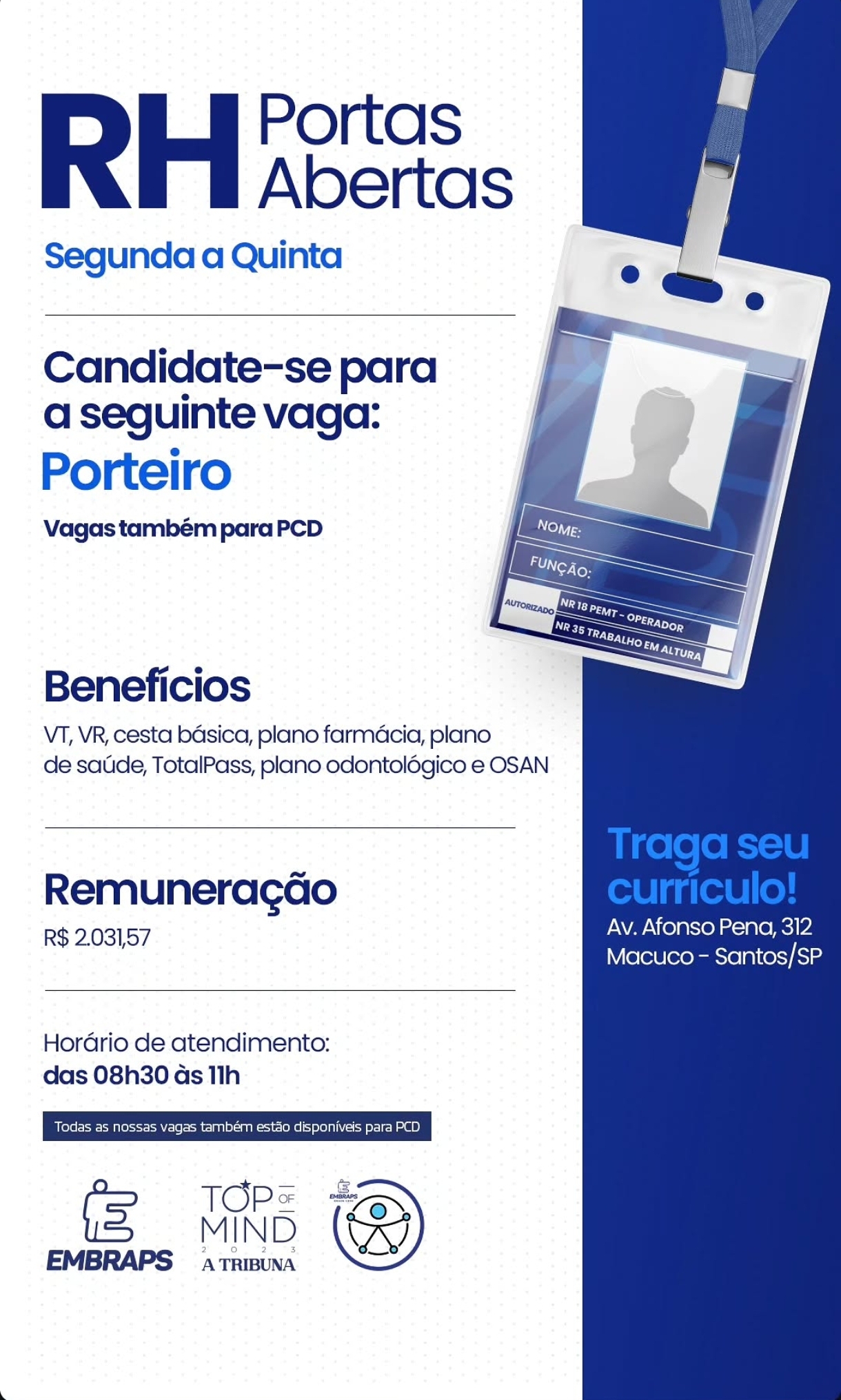 Vagas 27/04/2026 Baixada Santista