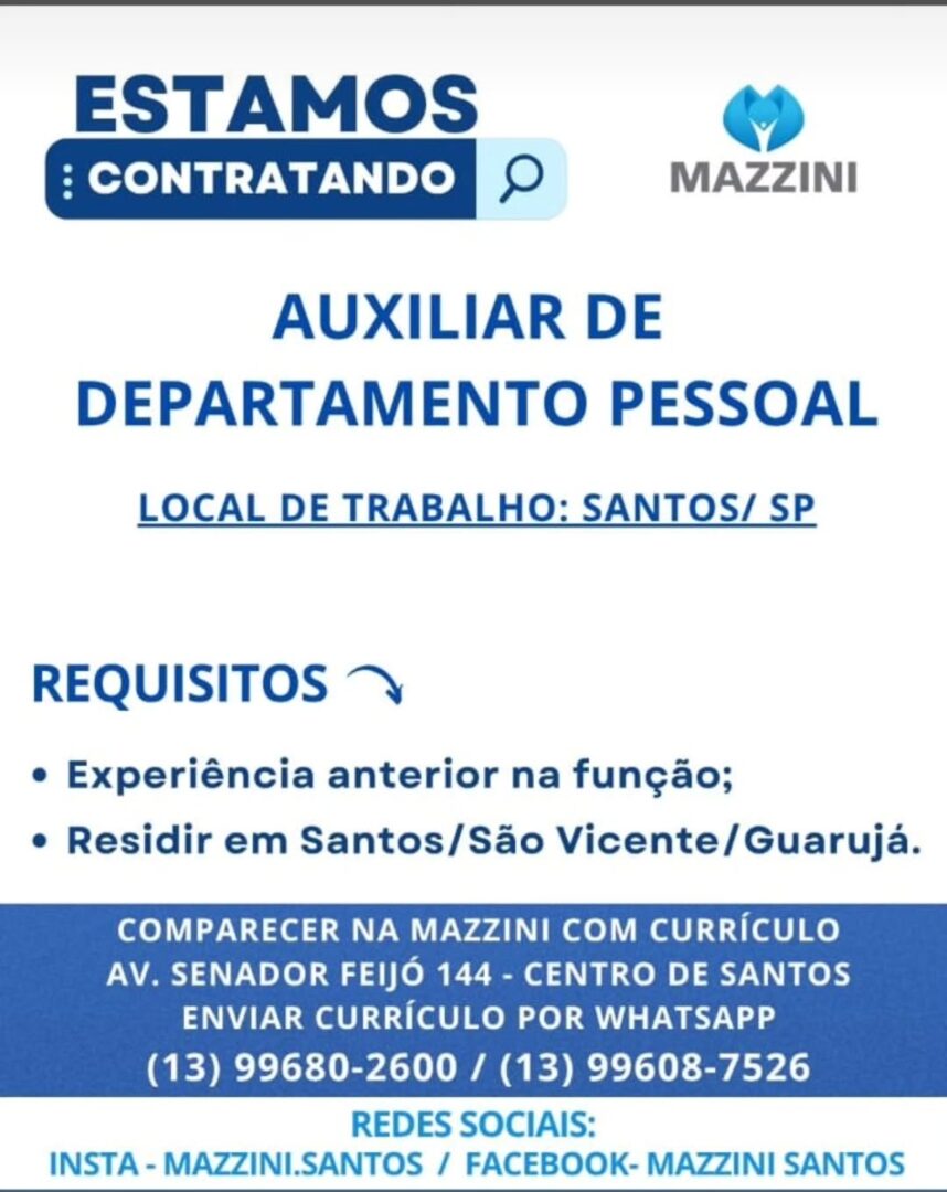 Vagas 27/04/2026 Baixada Santista