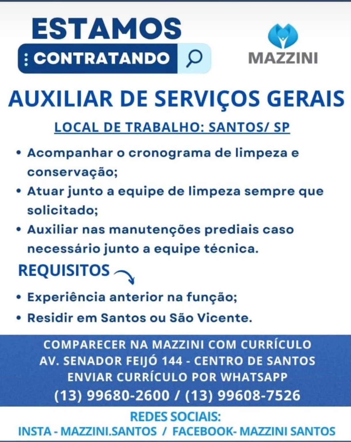 Vagas 27/04/2026 Baixada Santista