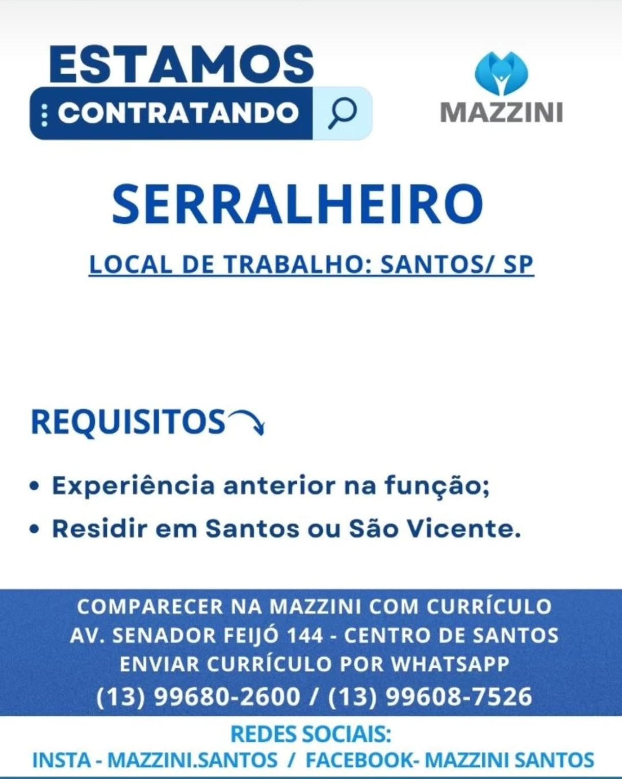 Vagas 27/04/2026 Baixada Santista