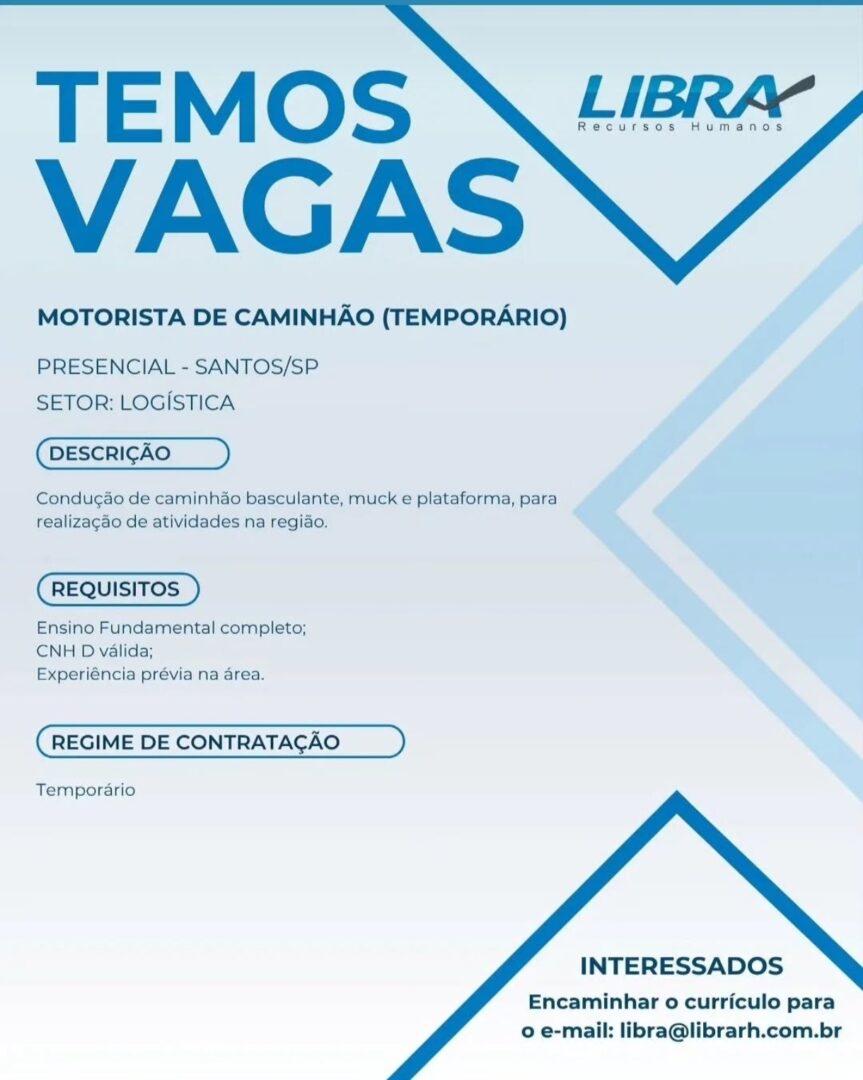 Vagas 27/04/2026 Baixada Santista