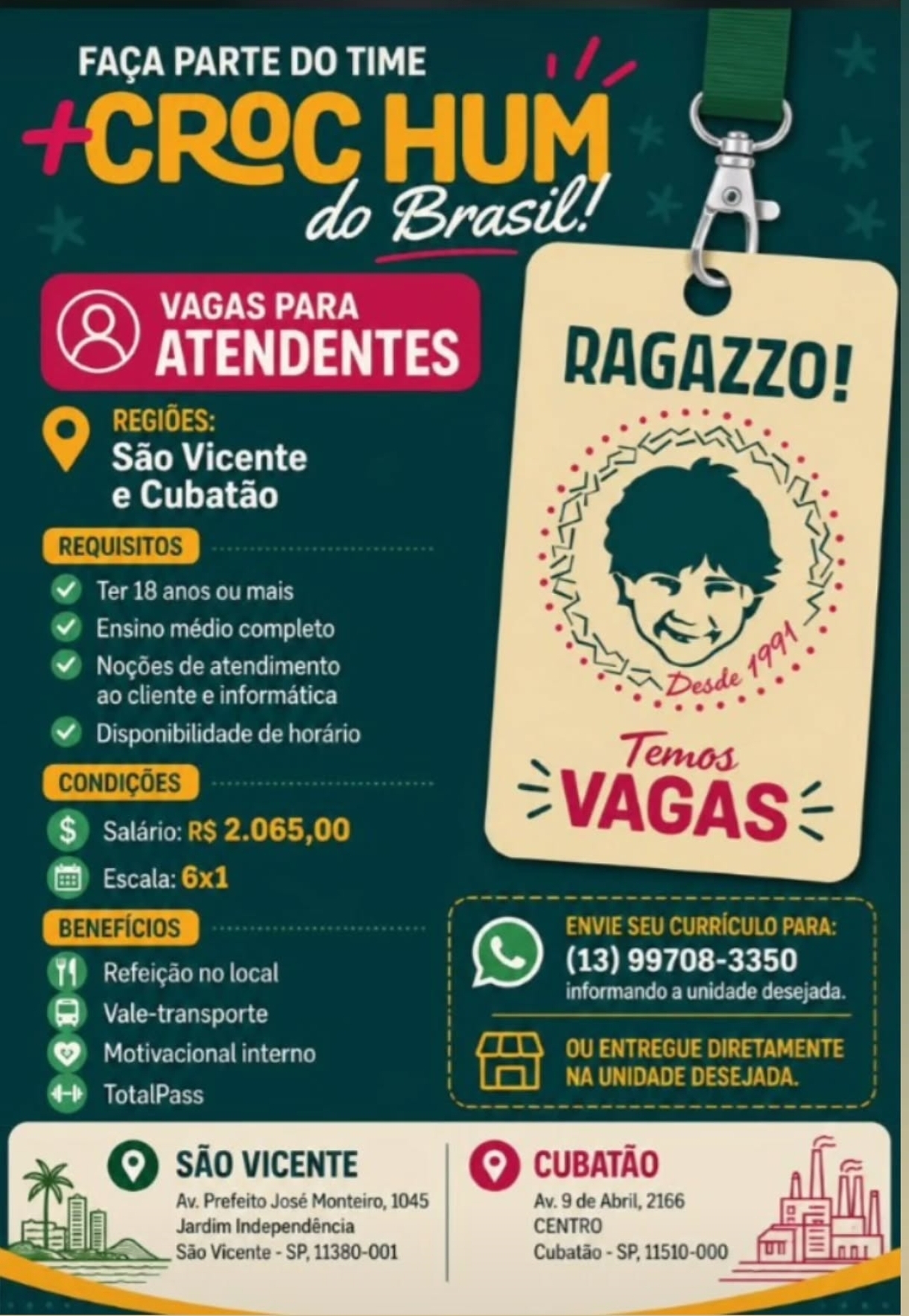 Vagas 27/04/2026 Baixada Santista