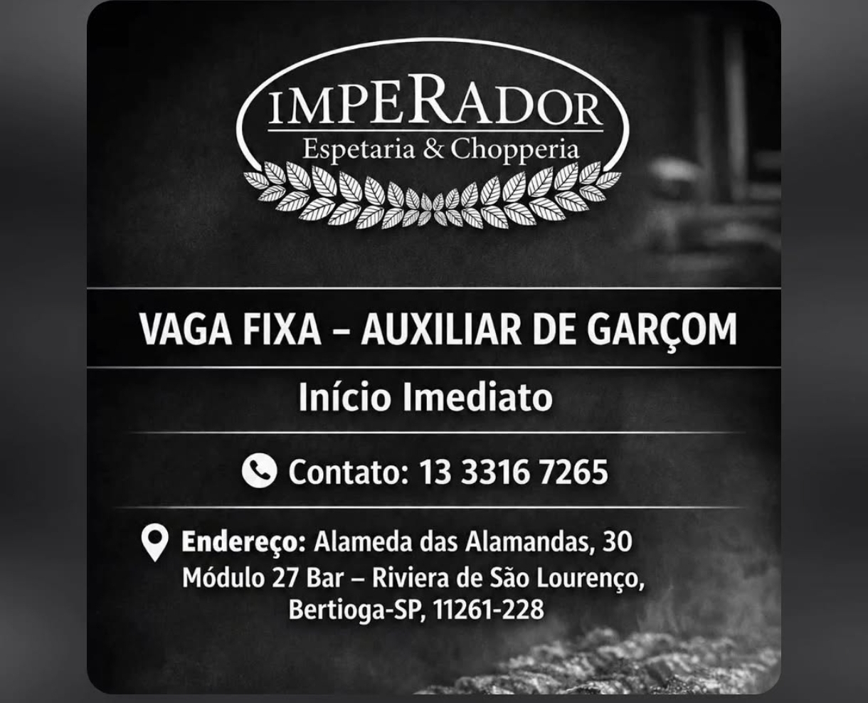 Vagas 27/04/2026 Baixada Santista