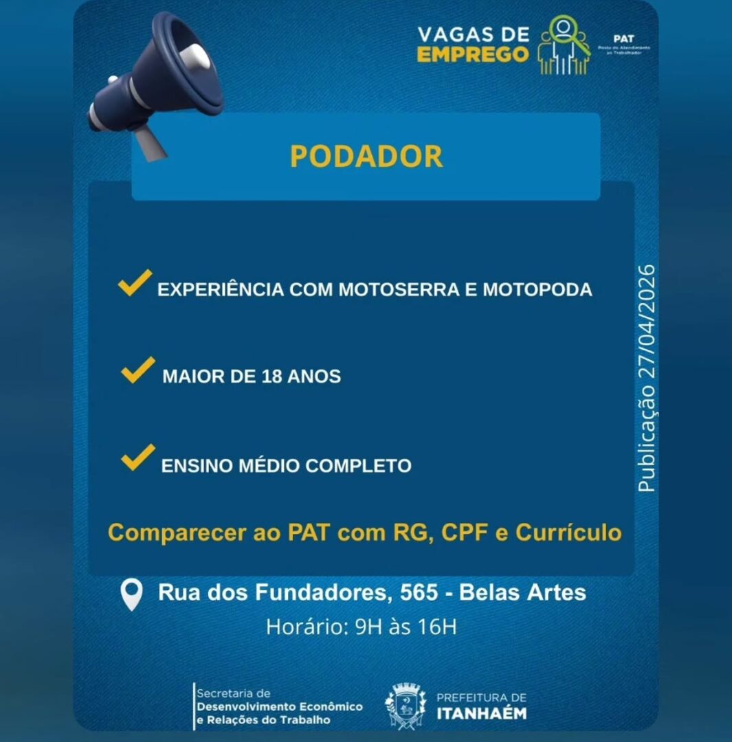 Vagas 27/04/2026 Baixada Santista