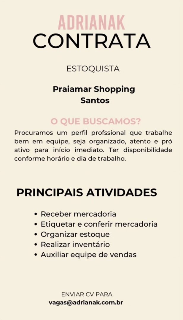 Vagas 28/04/2026 Baixada Santista