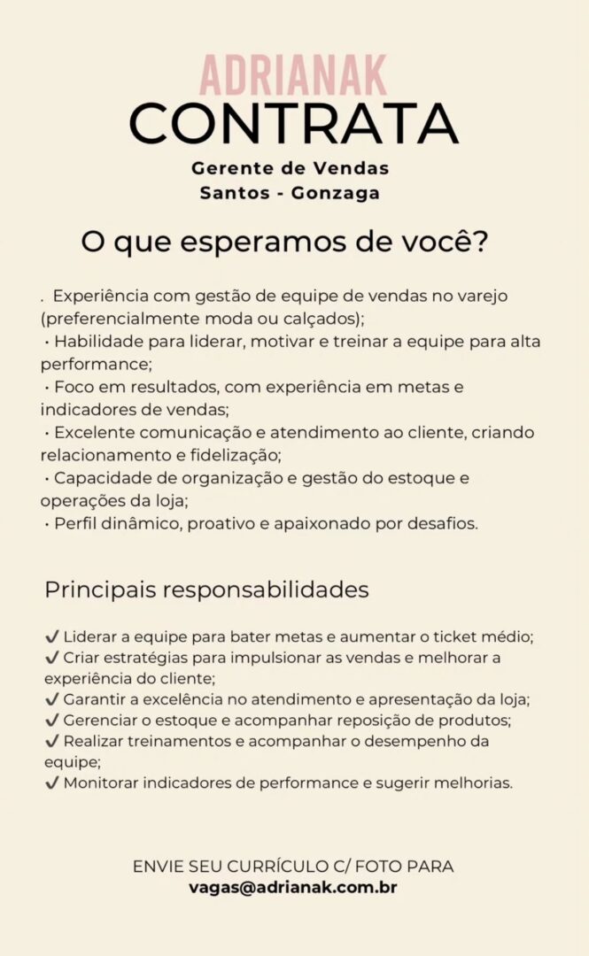 Vagas 28/04/2026 Baixada Santista