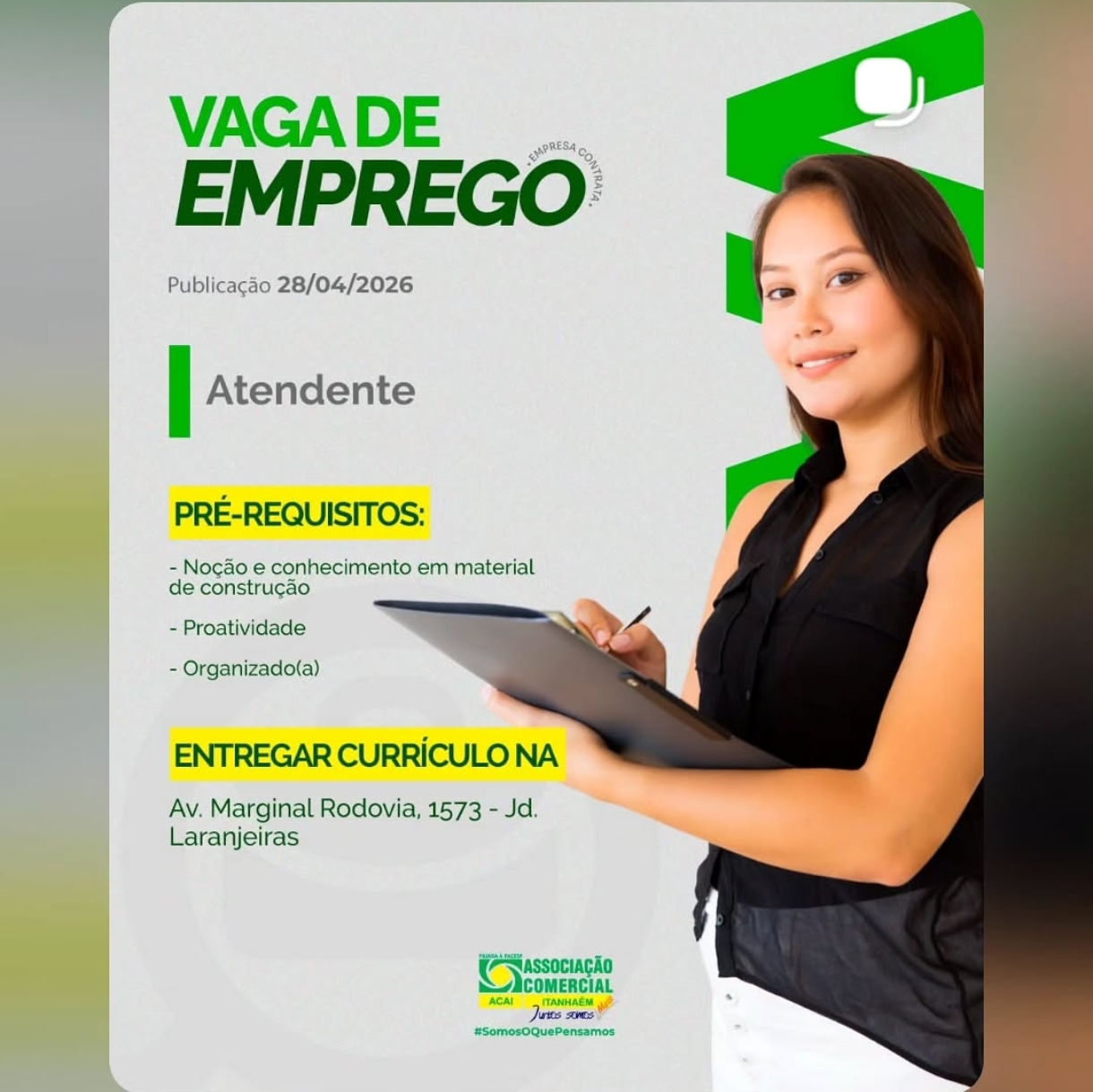 Vagas 28/04/2026 Baixada Santista