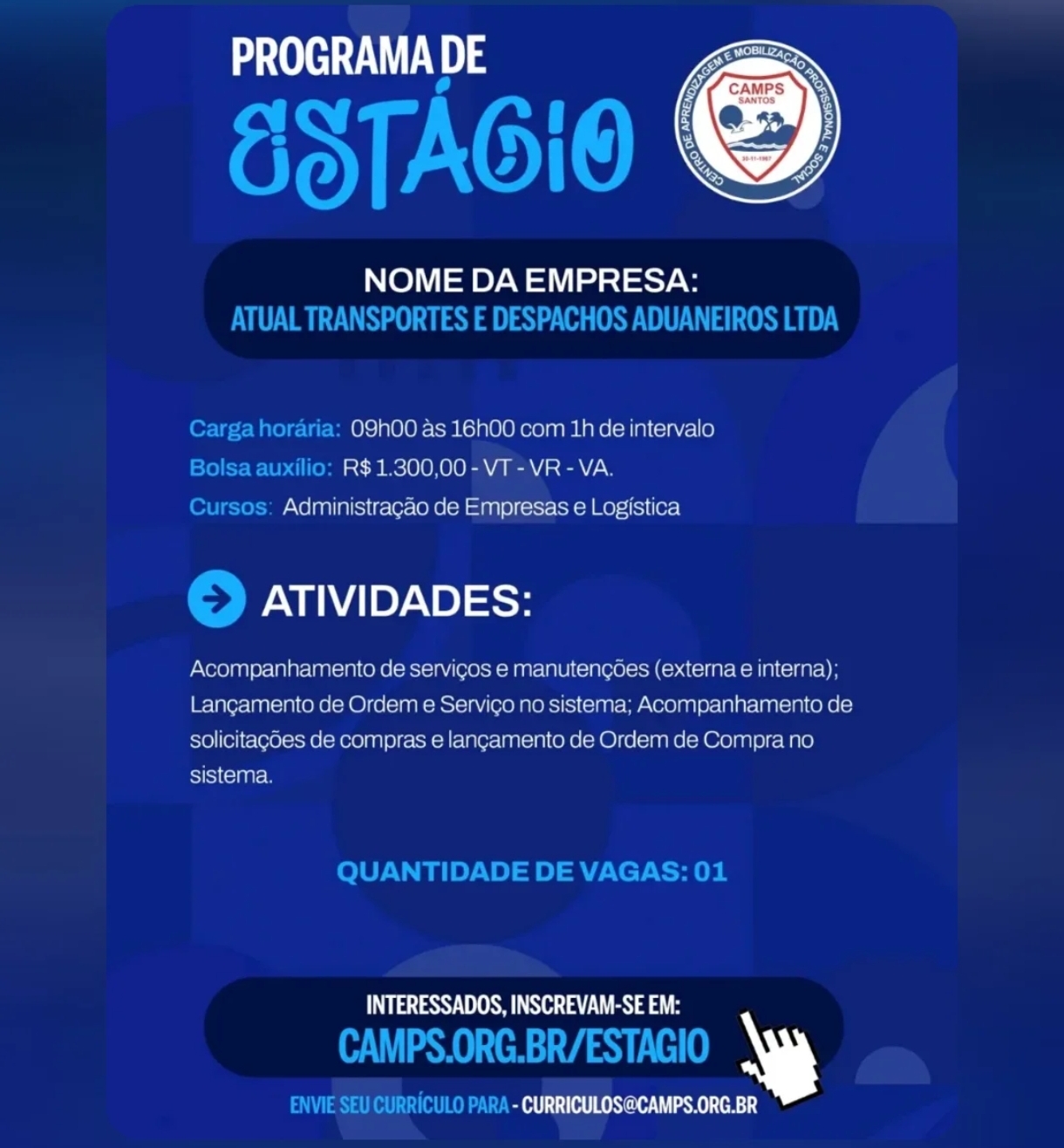 Vagas 29/04/2026 Baixada Santista