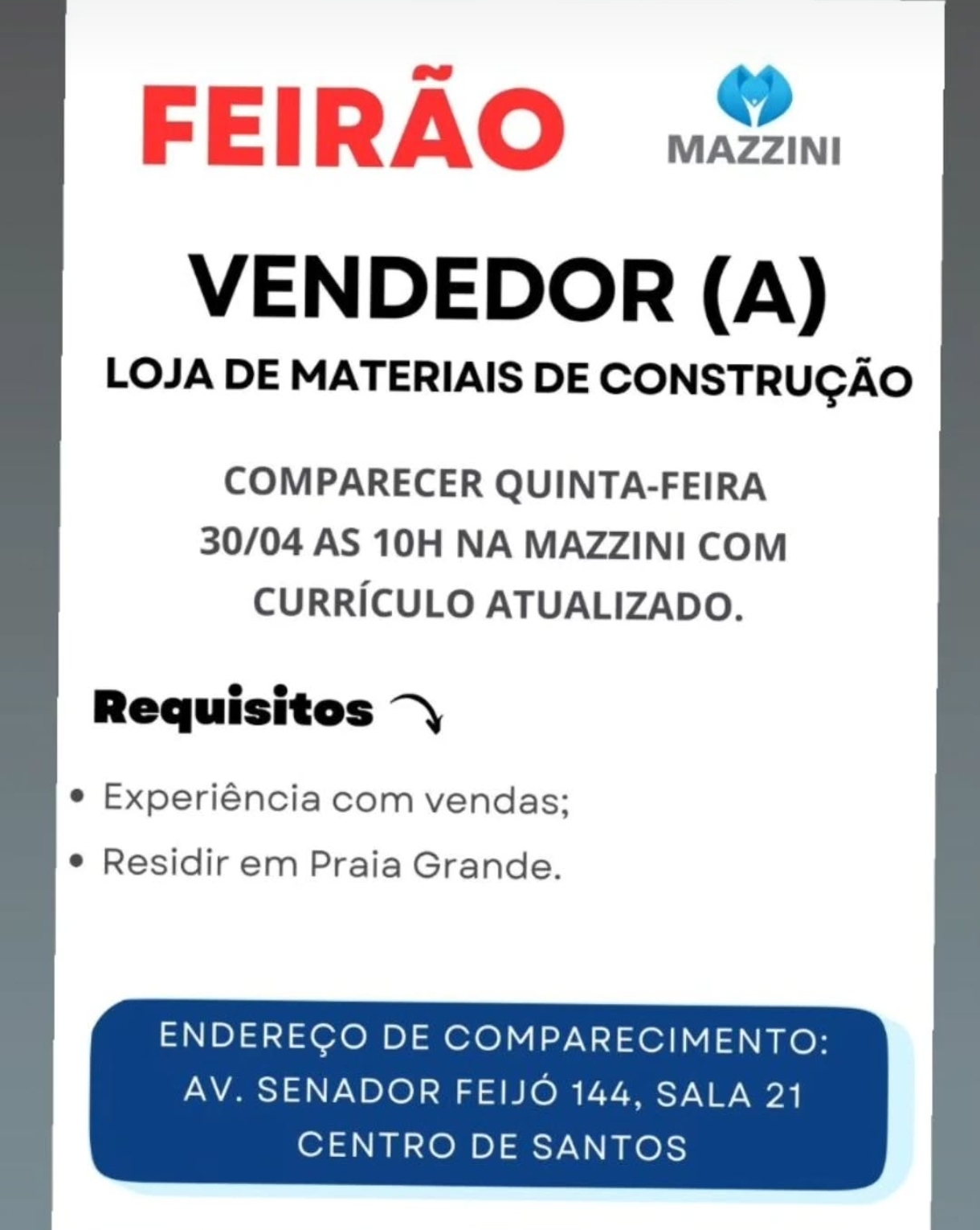 Vagas 29/04/2026 Baixada Santista