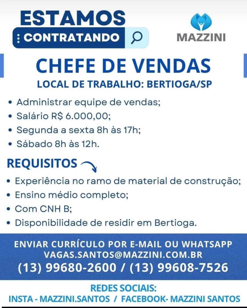 Vagas 12/06/2026 Baixada Santista