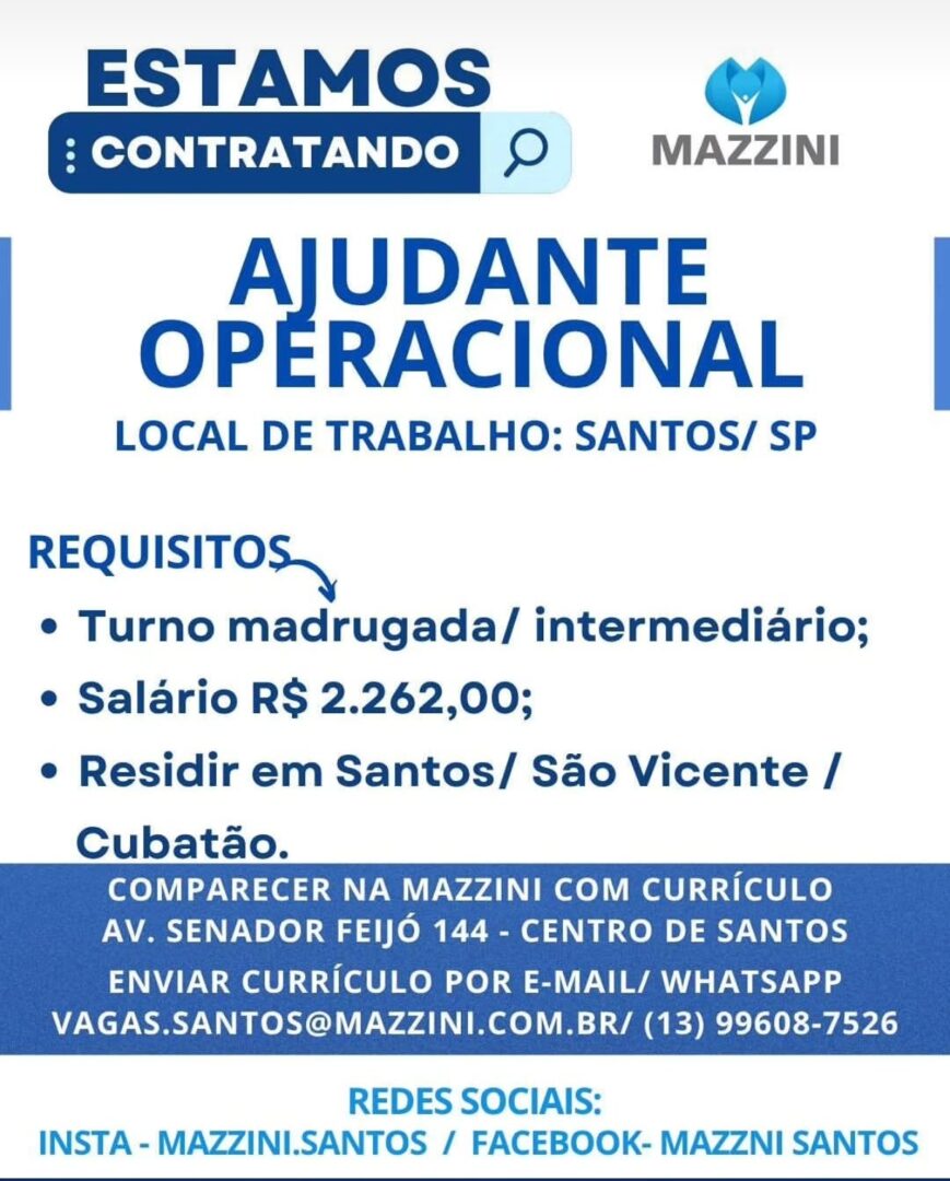 Vagas 15/06/2026 Baixada Santista