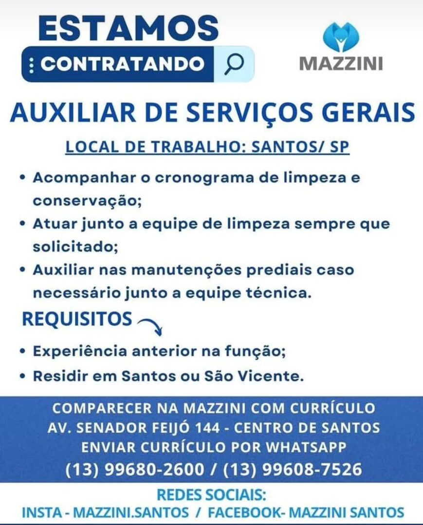 Vagas 15/06/2026 Baixada Santista