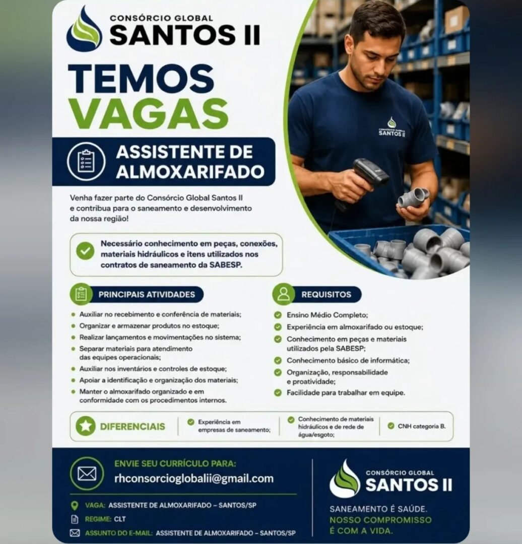 Vagas 17/06/2026 Baixada Santista