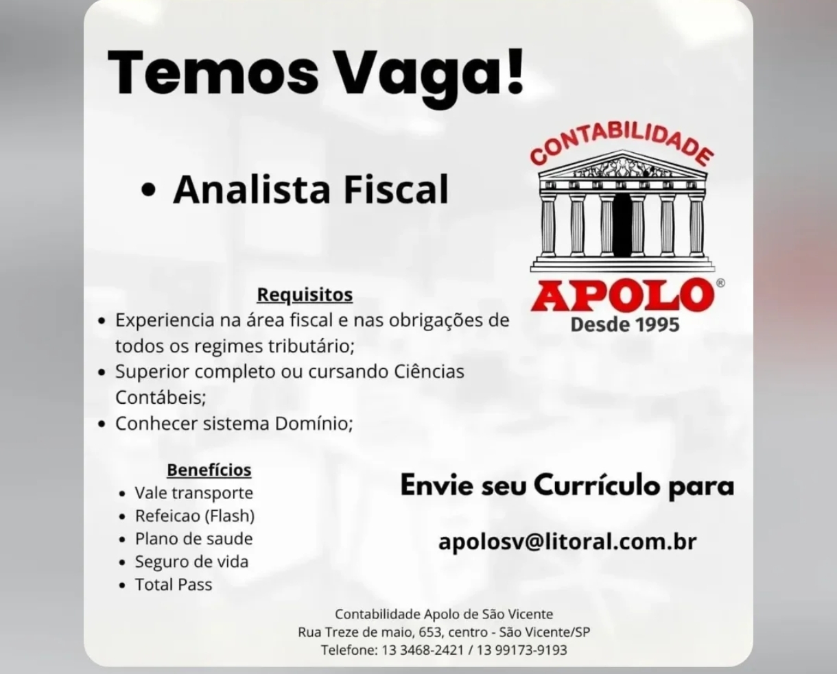 Vagas 19/06/2026 Baixada Santista