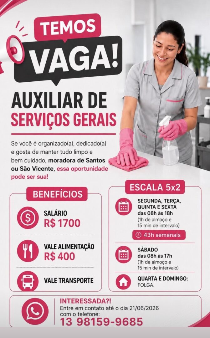 Vagas 19/06/2026 Baixada Santista