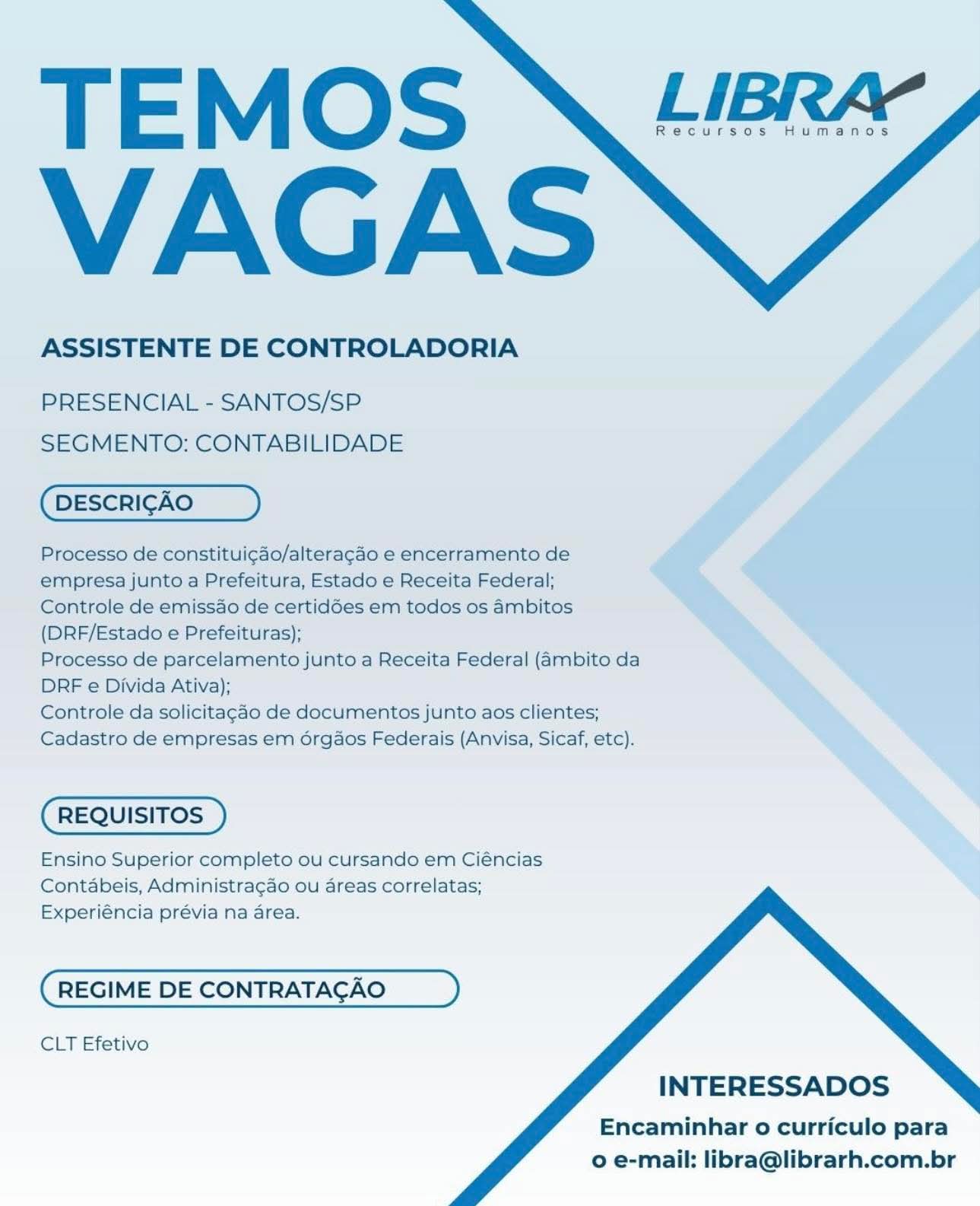 Vagas 20/06/2026 Baixada Santista