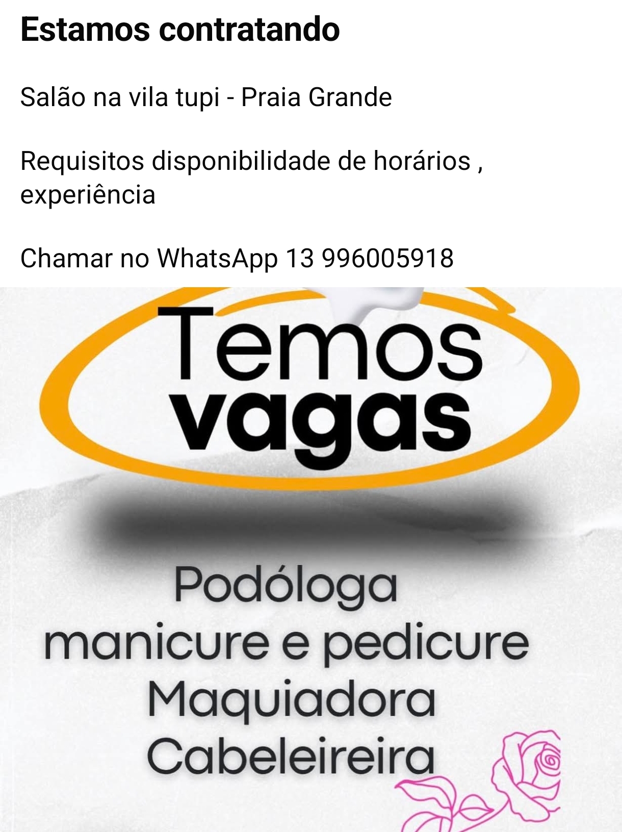 Vagas 21/06/2026 Baixada Santista