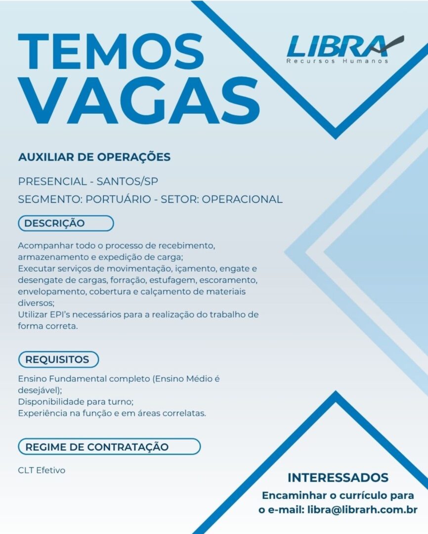 Vagas 24/06/2026 Baixada Santista