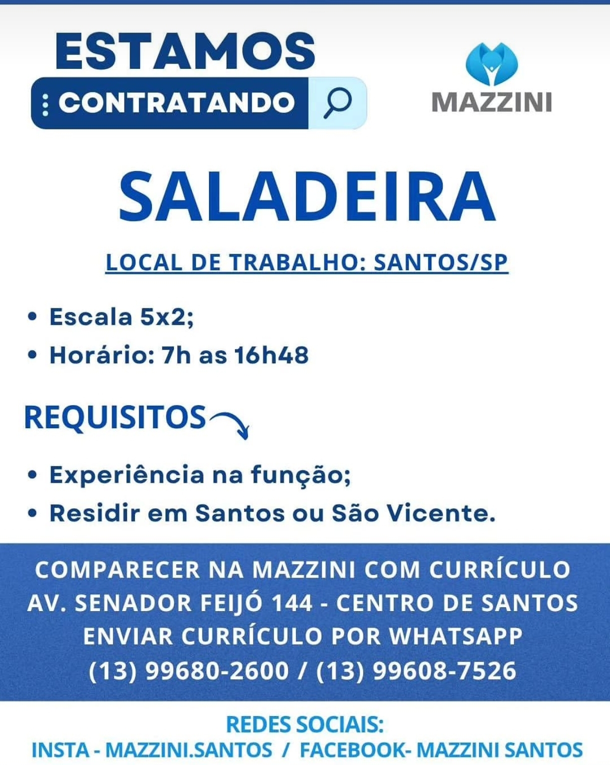 Vagas 27/06/2026 Baixada Santista