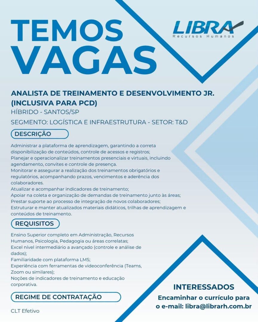 Vagas 29/06/2026 Baixada Santista