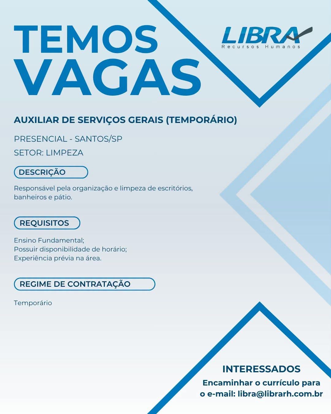 Vagas 29/06/2026 Baixada Santista