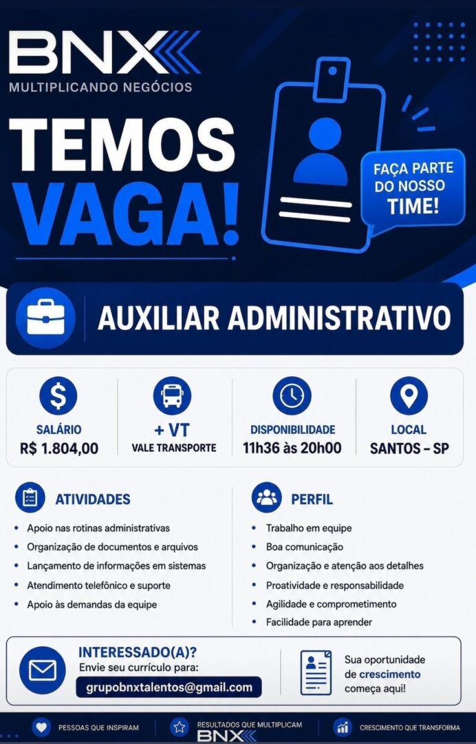 Vagas 29/06/2026 Baixada Santista