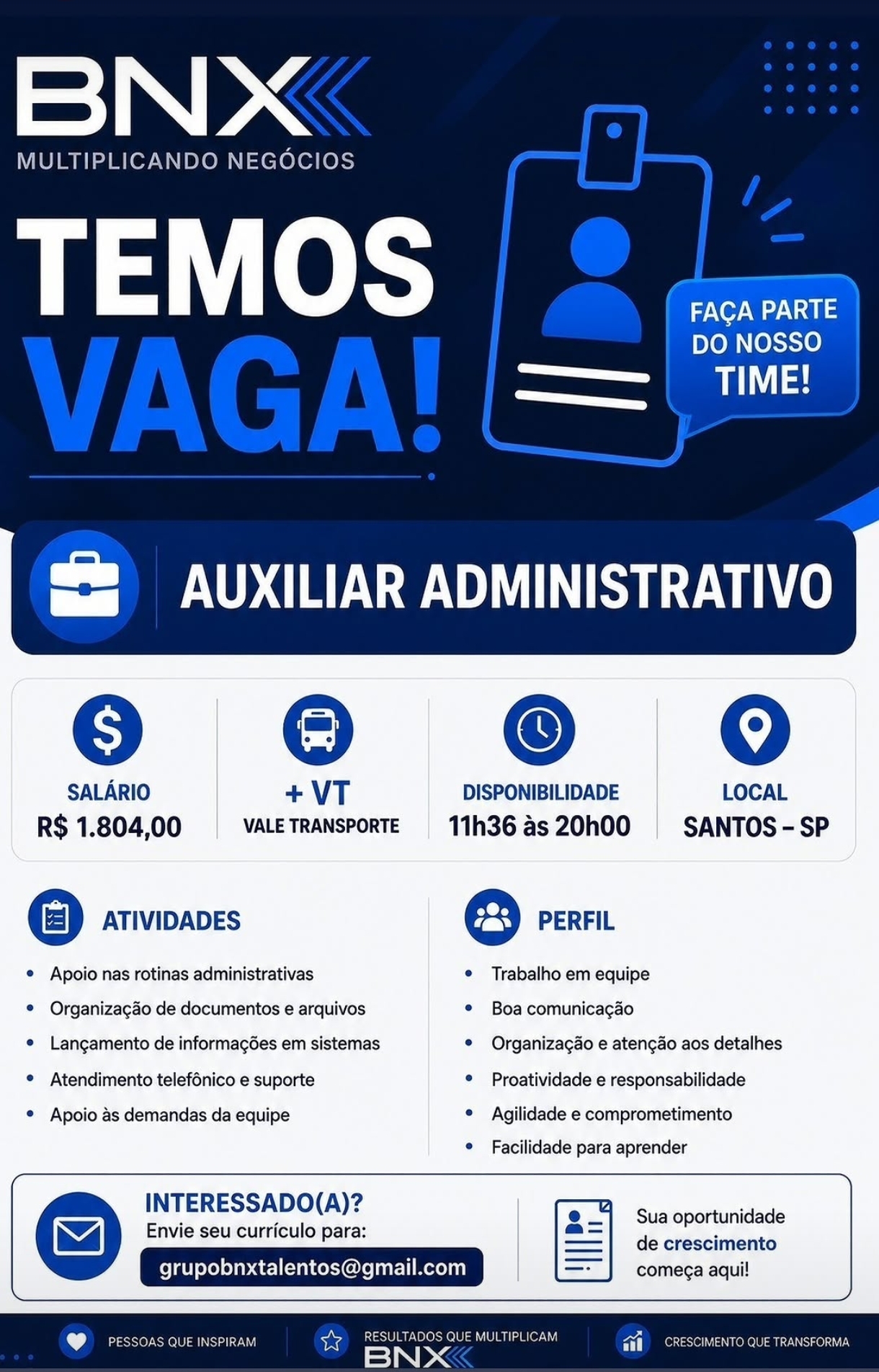 Vagas 29/06/2026 Baixada Santista