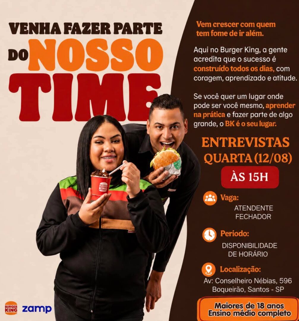 Vagas 10/08/2026 Baixada Santista