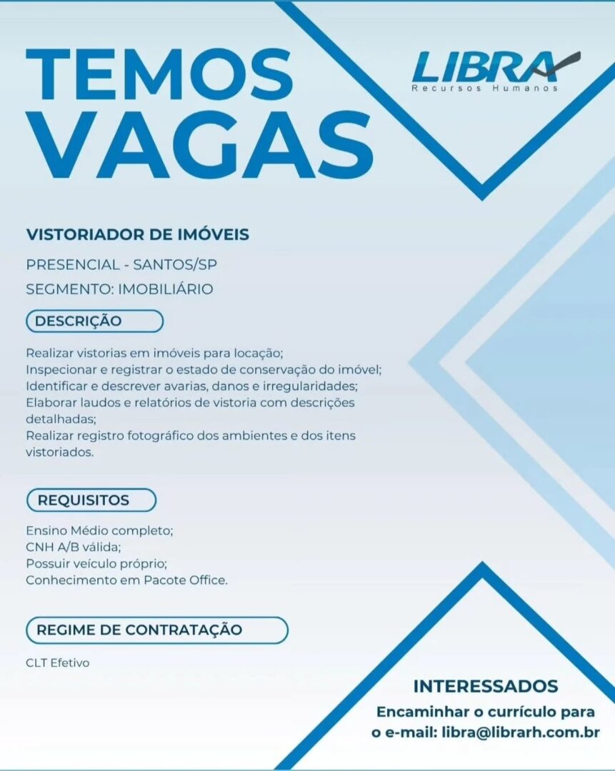 Vagas 11/08/2026 Baixada Santista