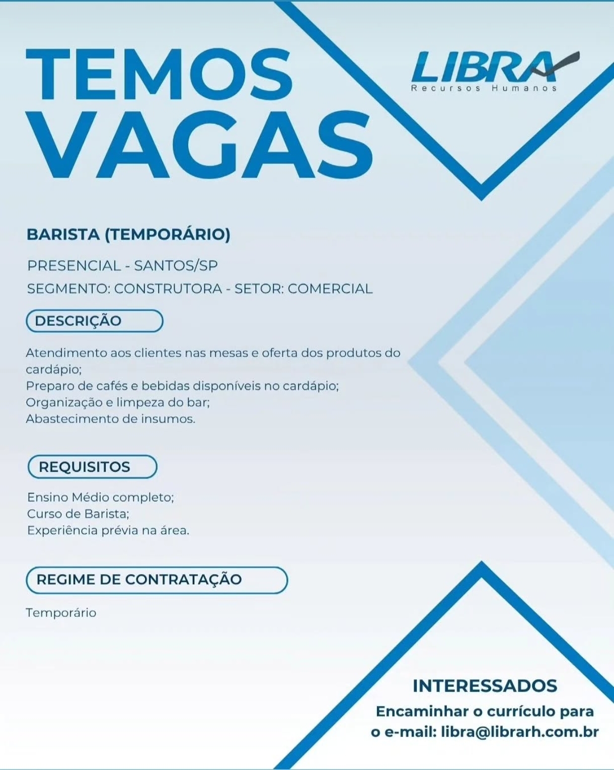 Vagas 11/08/2026 Baixada Santista
