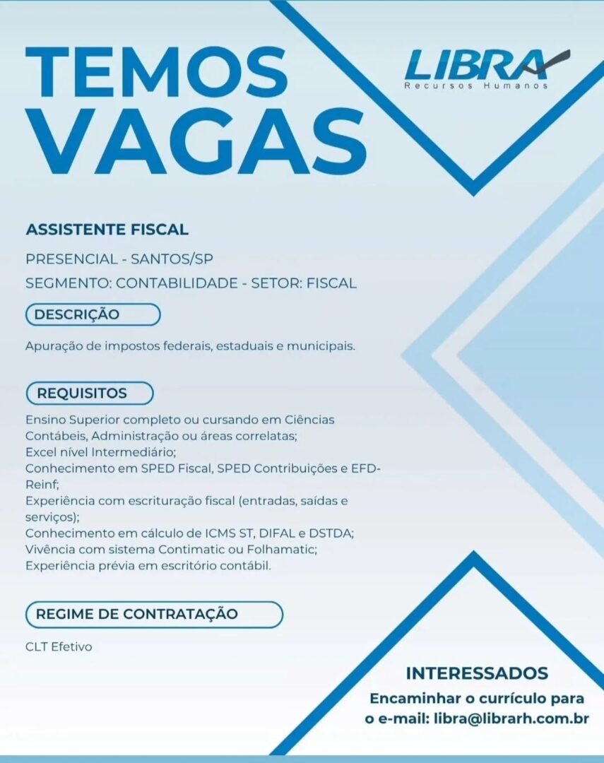 Vagas 11/08/2026 Baixada Santista