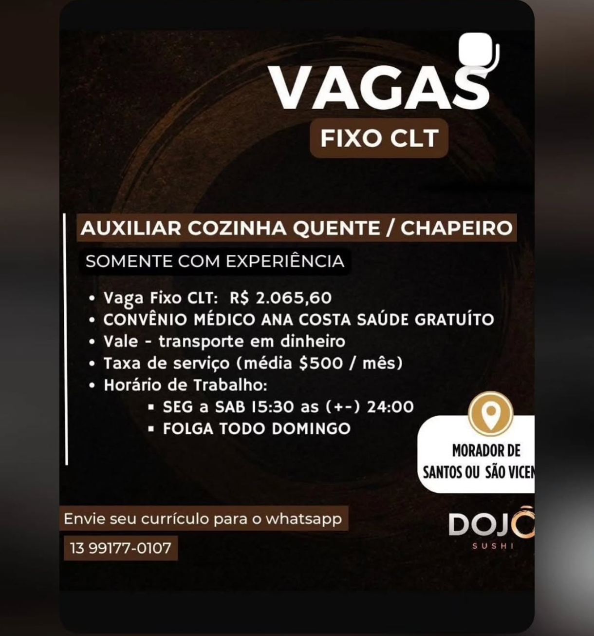 Vagas 15/08/2026 Baixada Santista