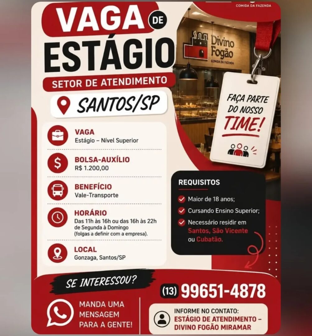 Vagas 19/08/2026 Baixada Santista