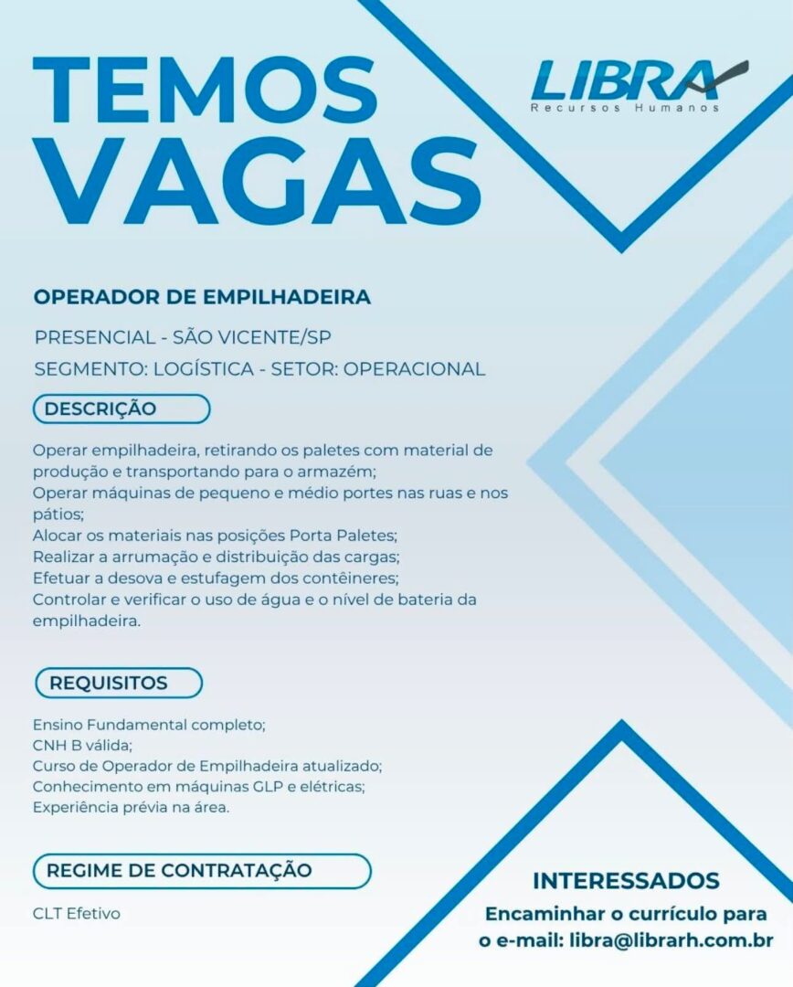 Vagas 27/08/2026 Baixada Santista