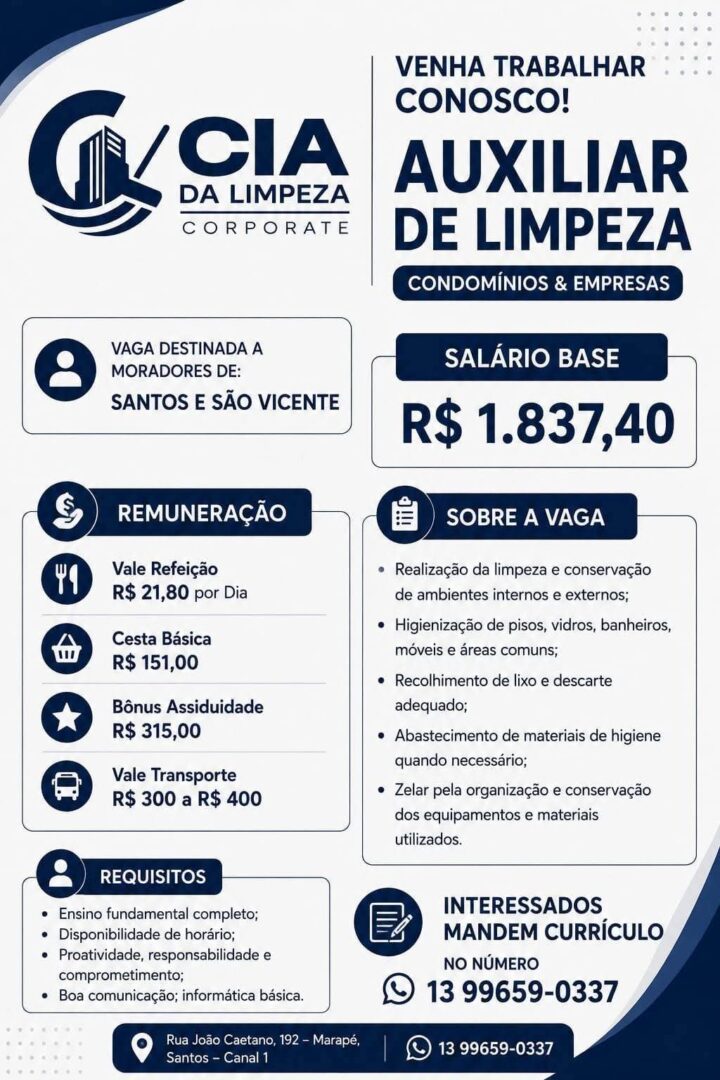 Vagas 02/10/2026 Baixada Santista