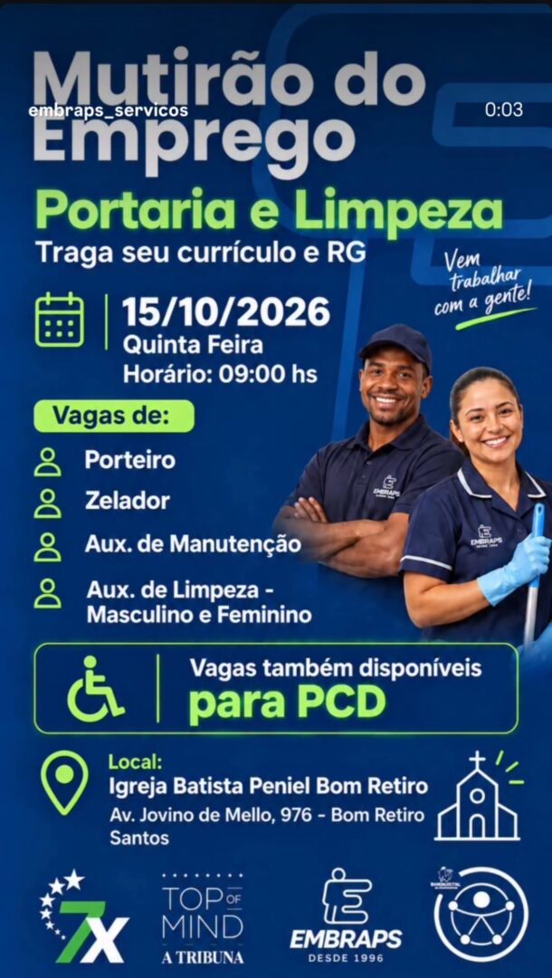 Vagas 05/10/2026 Baixada Santista