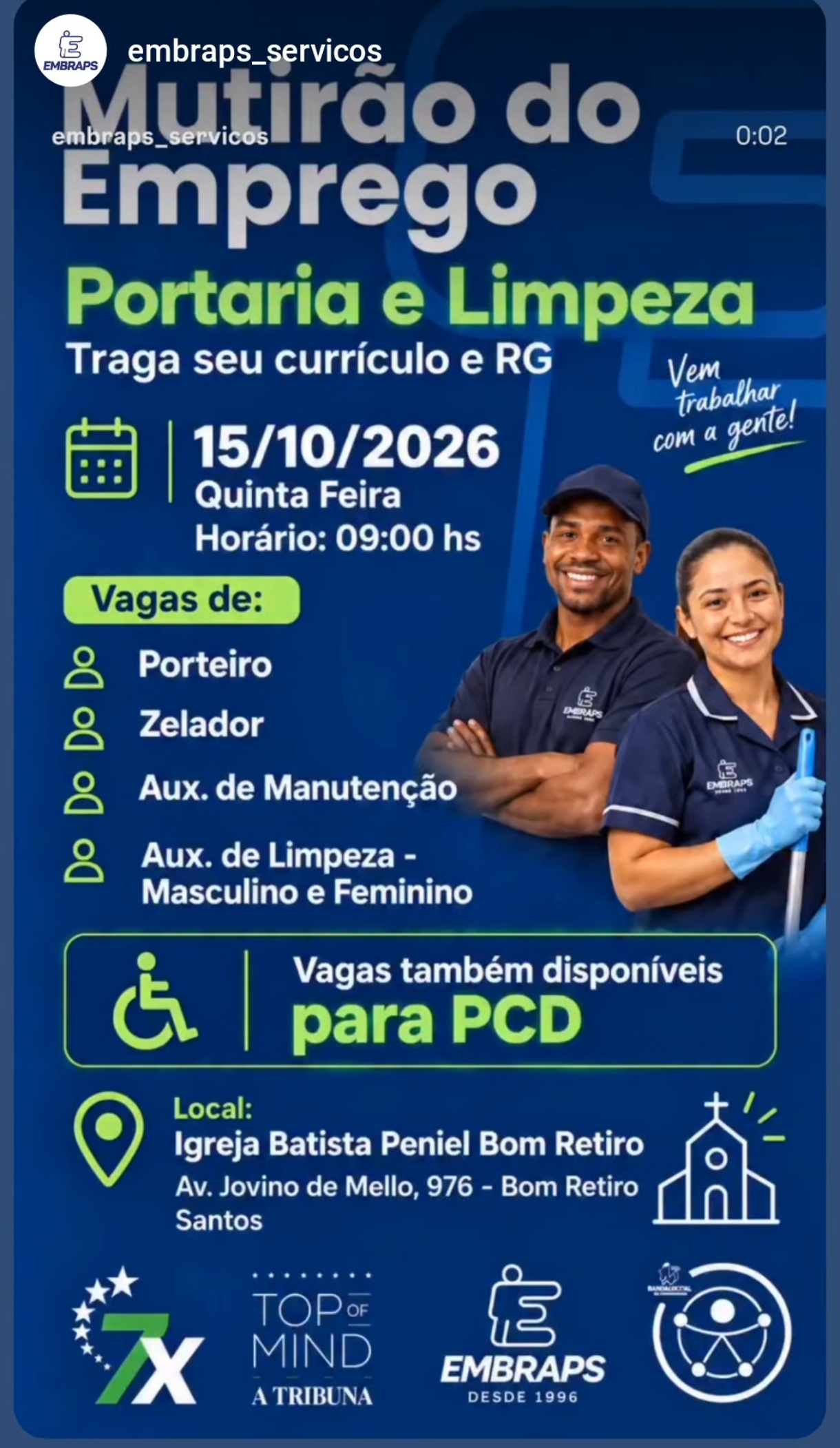 Vagas 08/10/2026 Baixada Santista