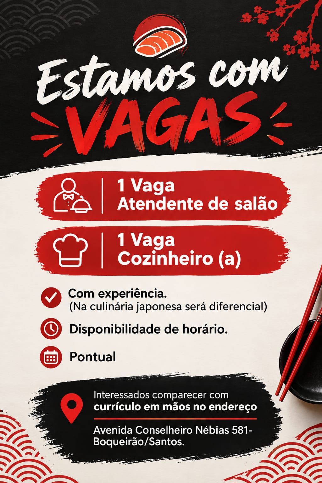 Vagas 09/10/2026 Baixada Santista