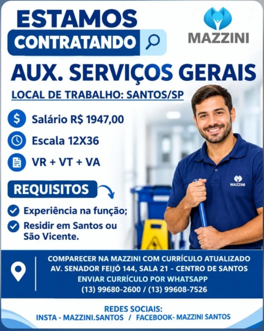 Vagas 10/10/2026 Baixada Santista