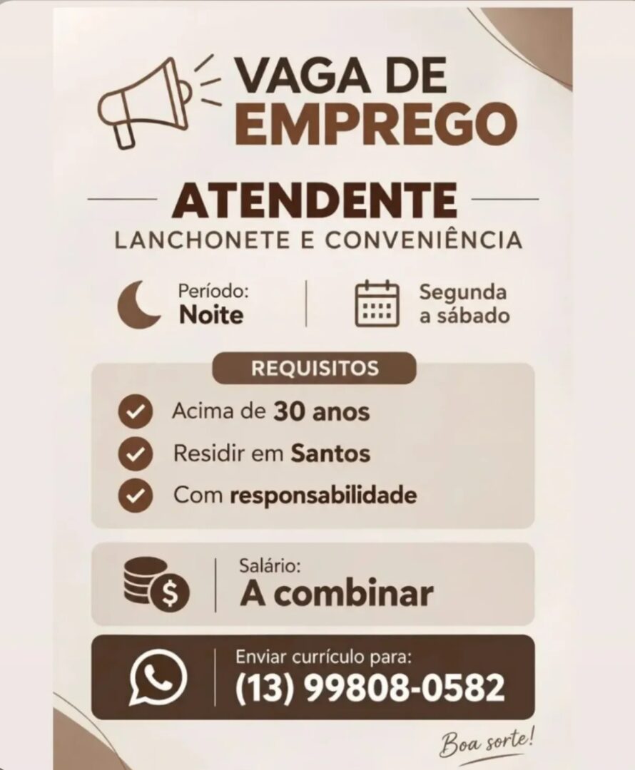 Vagas 11/10/2026 Baixada Santista