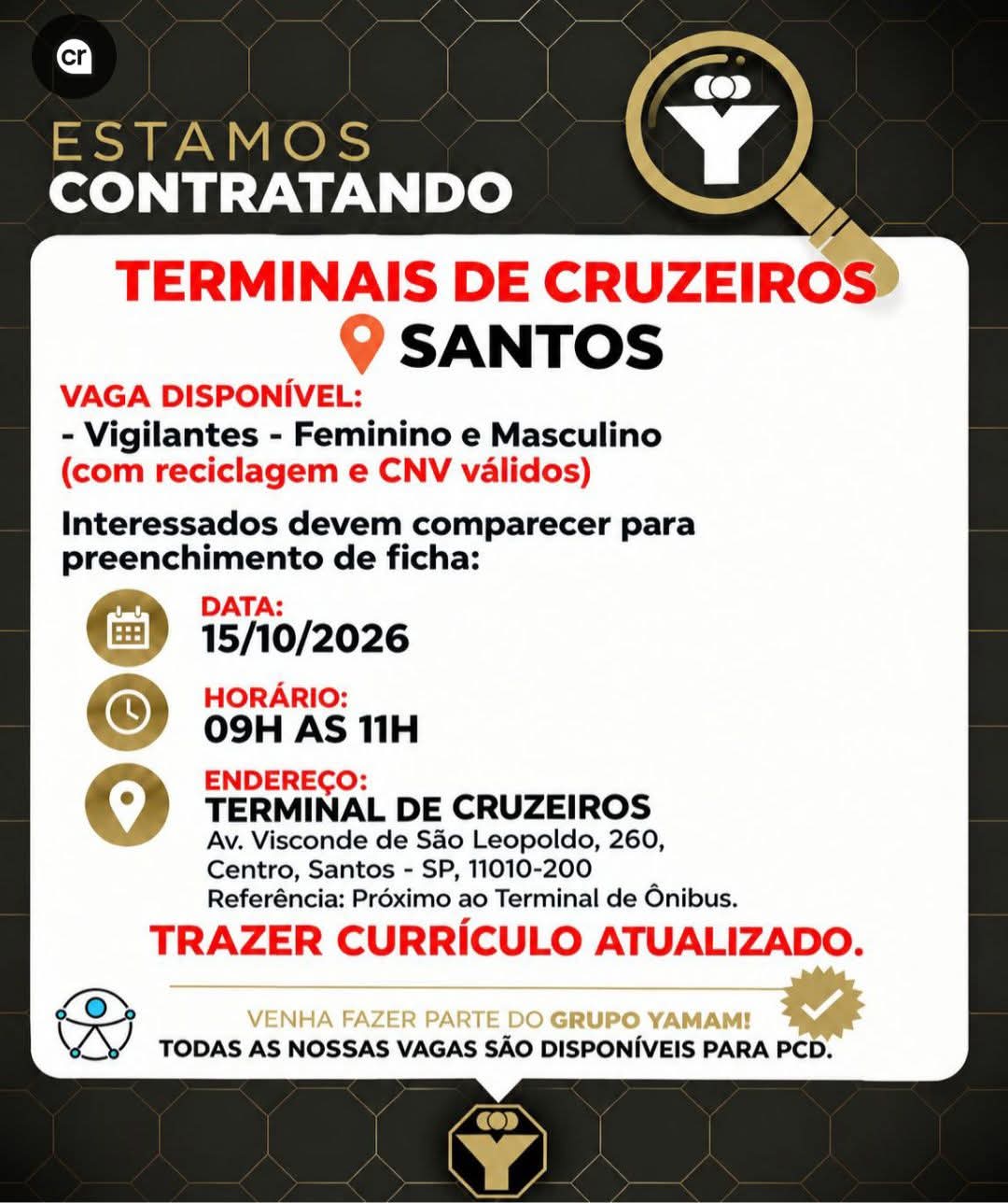 Vagas 13/10/2026 Baixada Santista