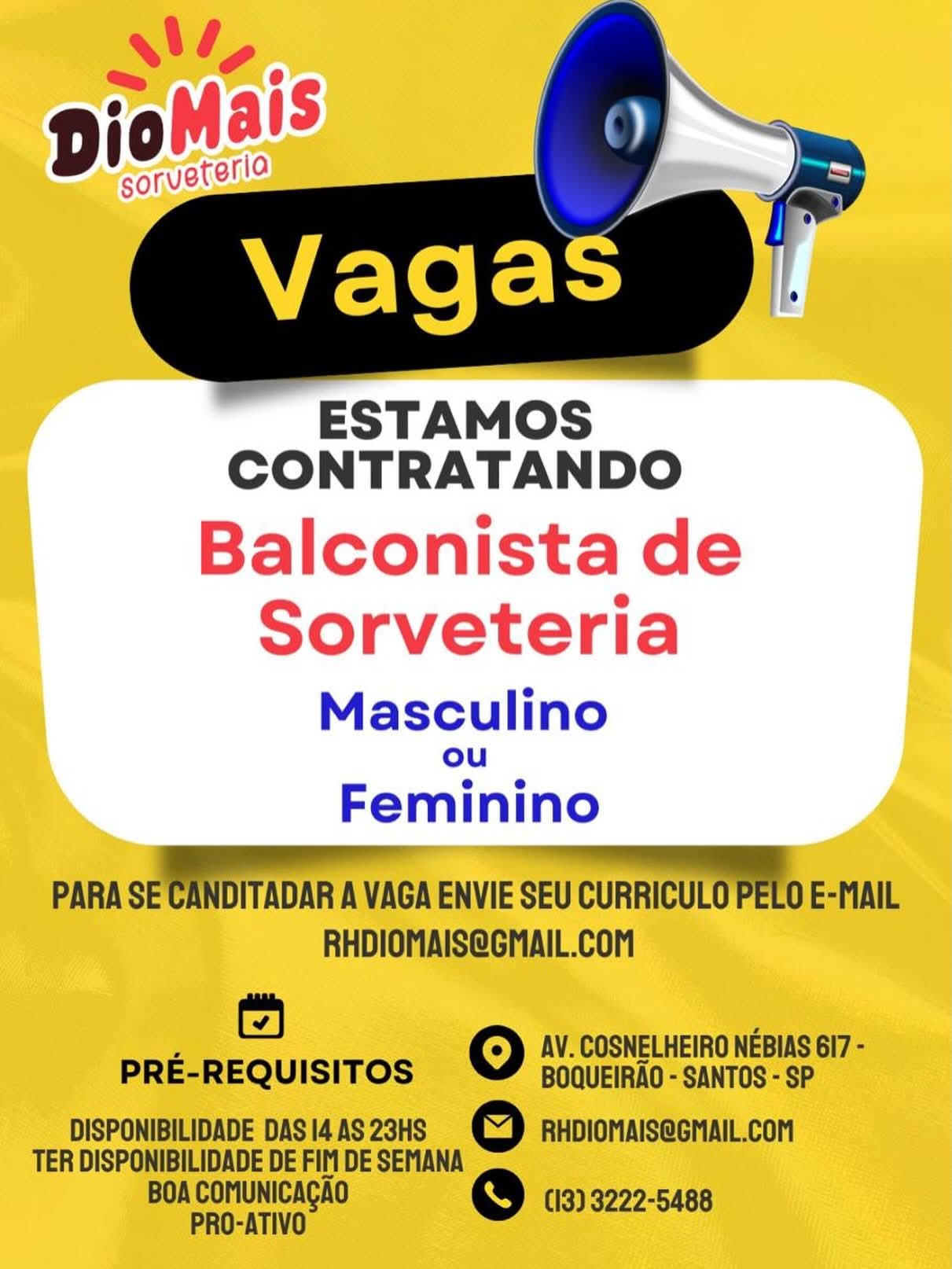 Vagas 13/10/2026 Baixada Santista