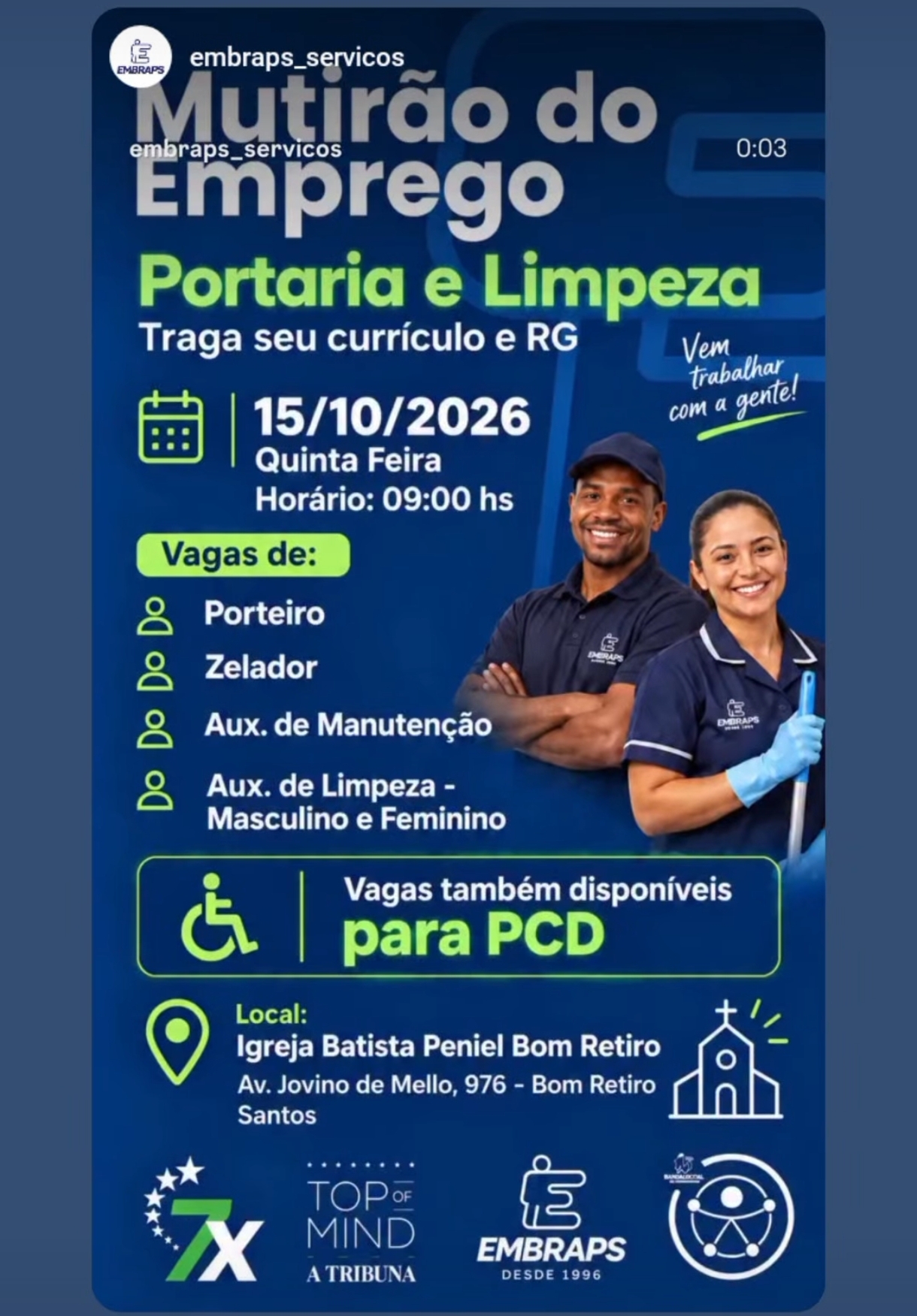 Vagas 13/10/2026 Baixada Santista