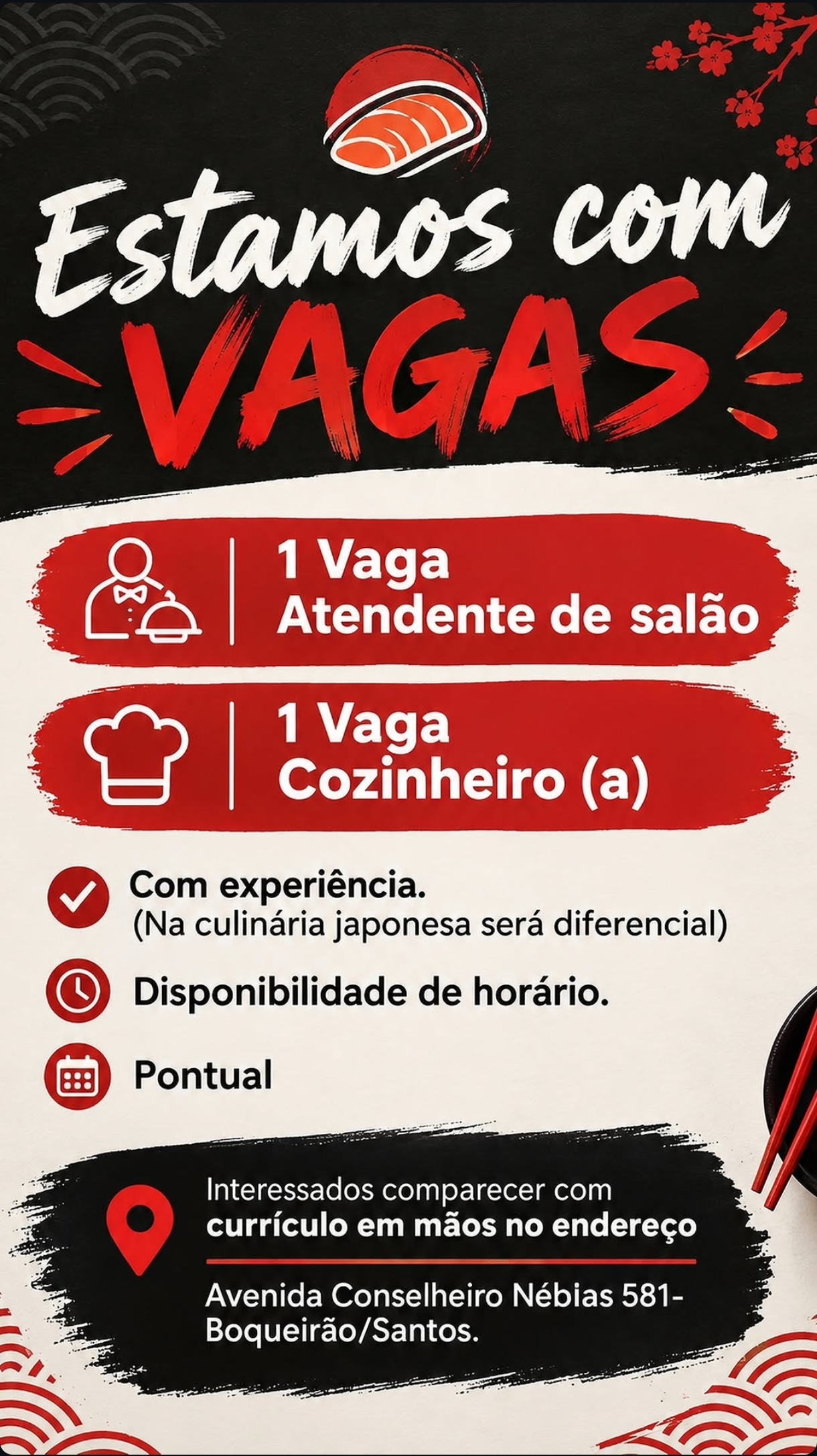 Vagas 13/10/2026 Baixada Santista