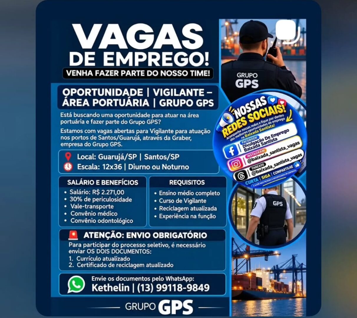 Vagas 14/10/2026 Baixada Santista