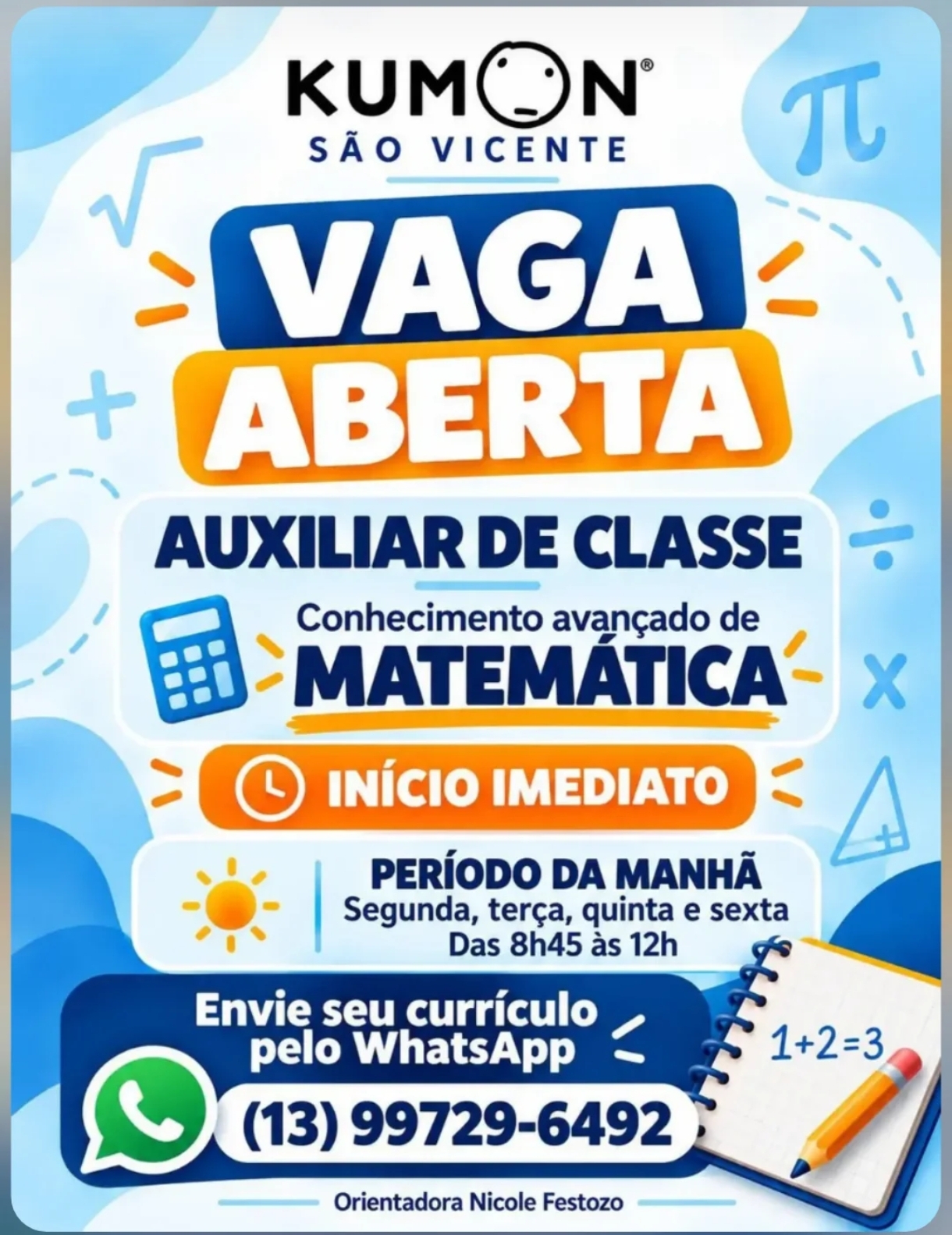 Vagas 15/10/2026 Baixada Santista