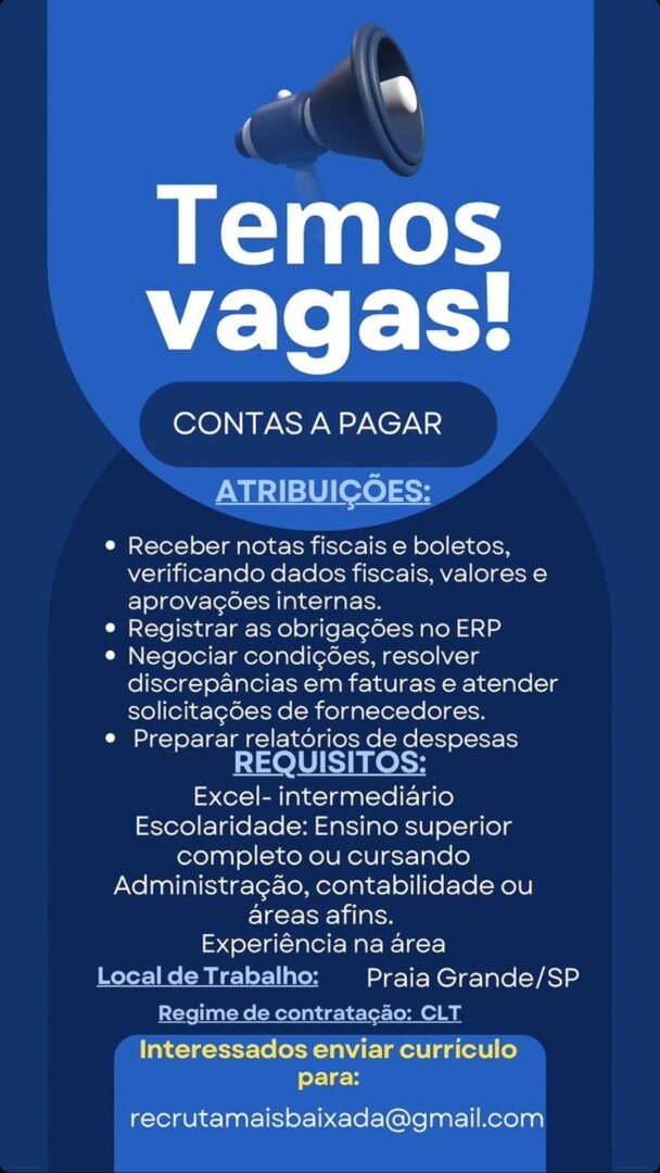 Vagas 15/10/2026 Baixada Santista