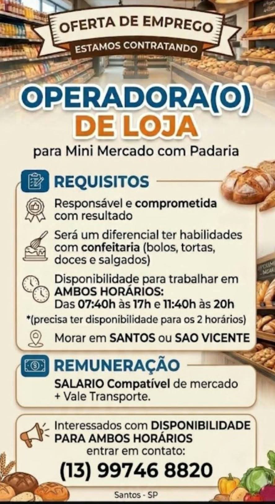 Vagas 16/10/2026 Baixada Santista