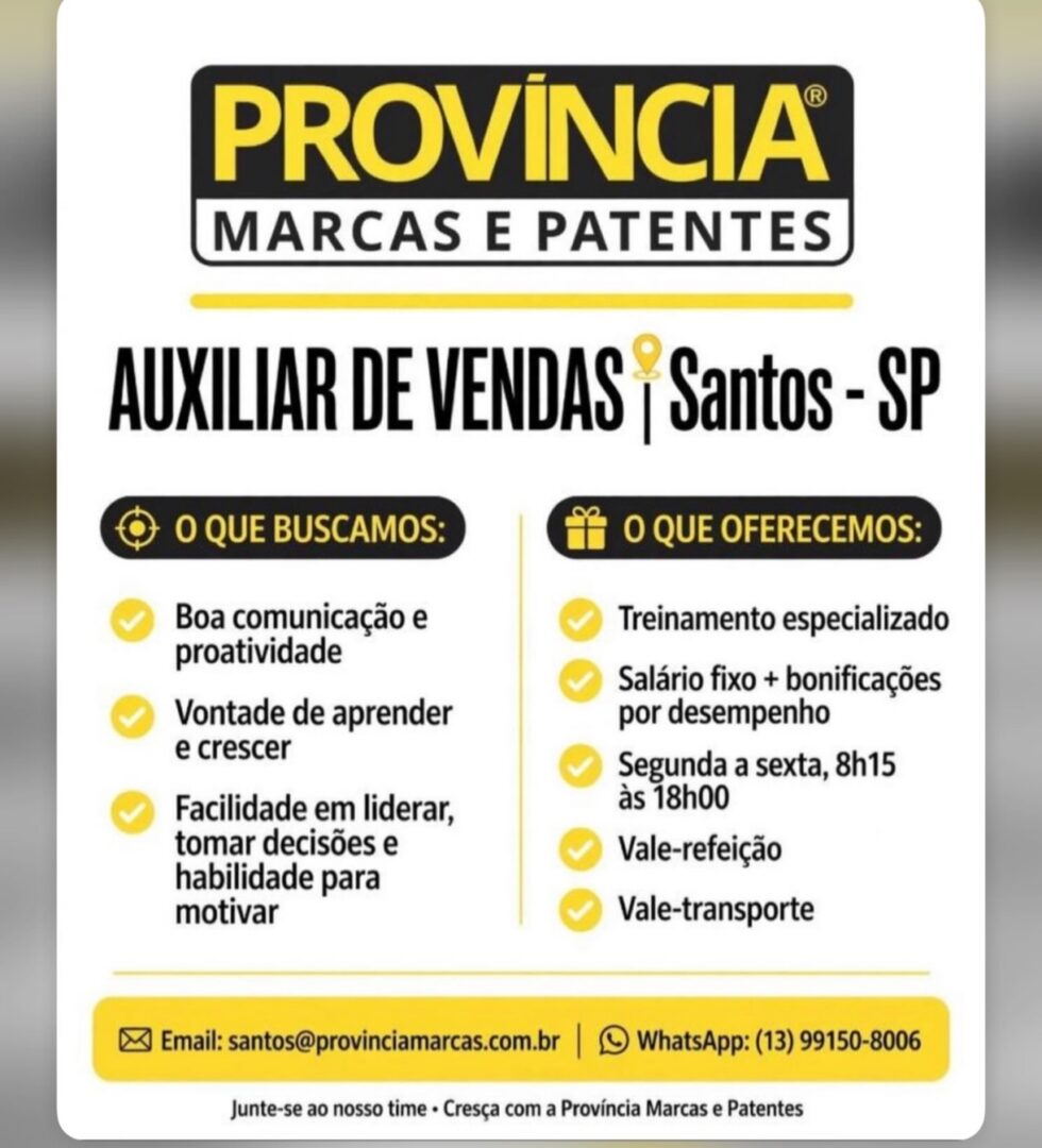 Vagas 16/10/2026 Baixada Santista
